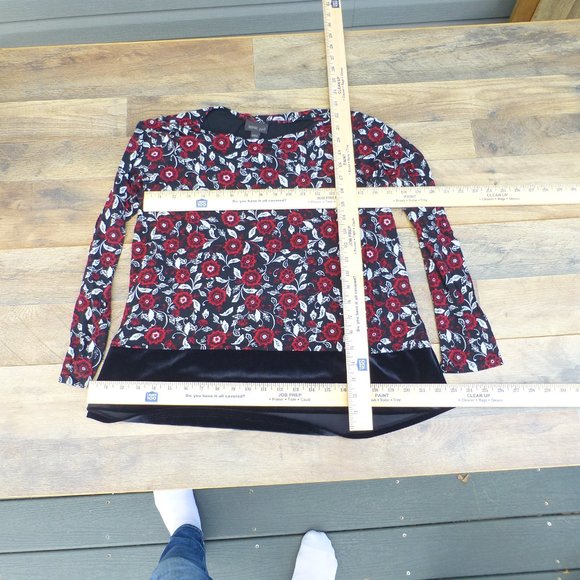 J. Jill Wearever Collection black red floral Sz S - Picture 3 of 7